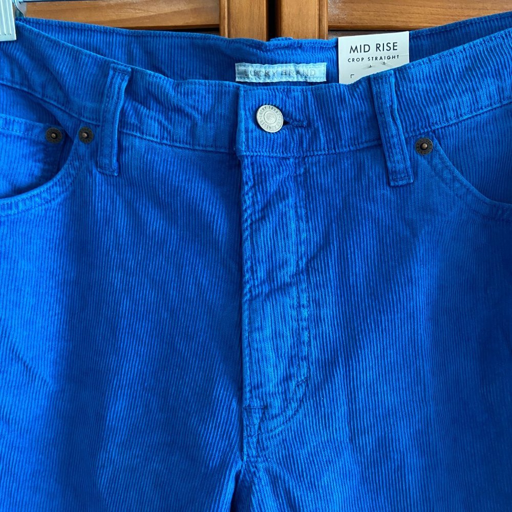 NEW Lucky Brand Blue Corduroy Straight Crop Jeans - Picture 6 of 9